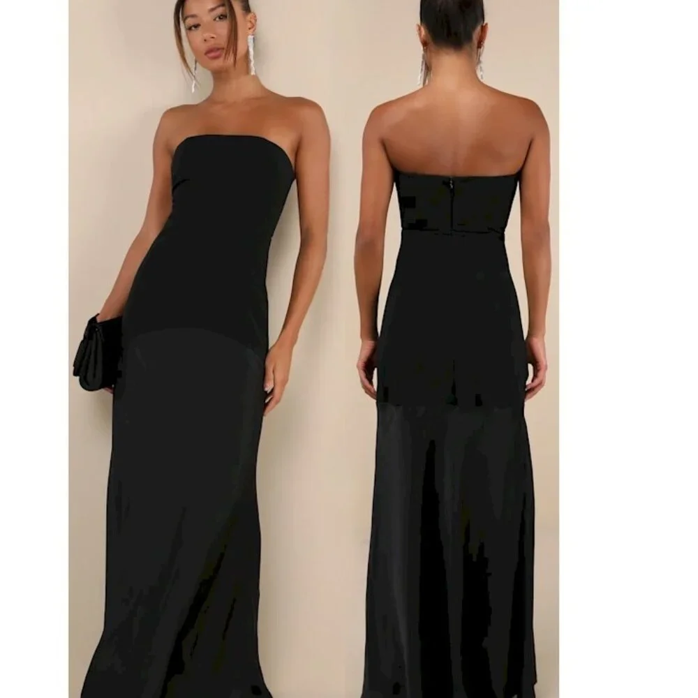 Lulu's Black Strapless Maxi Dress - Picture 3 of 8